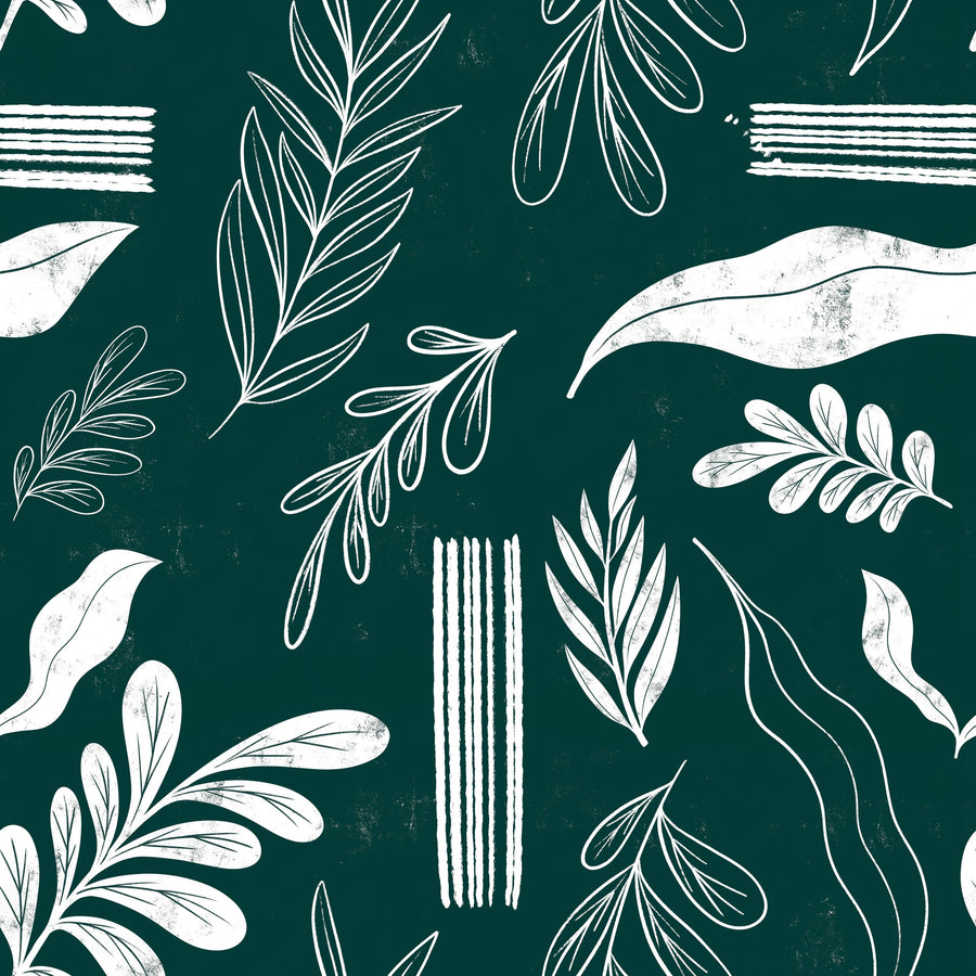 Autumn Leaves Dark Green Mural Wallpaper