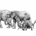 Safari Elephants Illustration Mural Wallpaper - pure wallpaper artwork