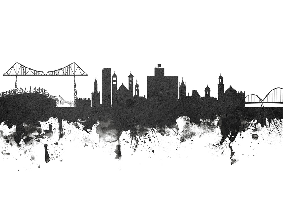 Middlesbrough England Skyline Black & White Mural Wallpaper