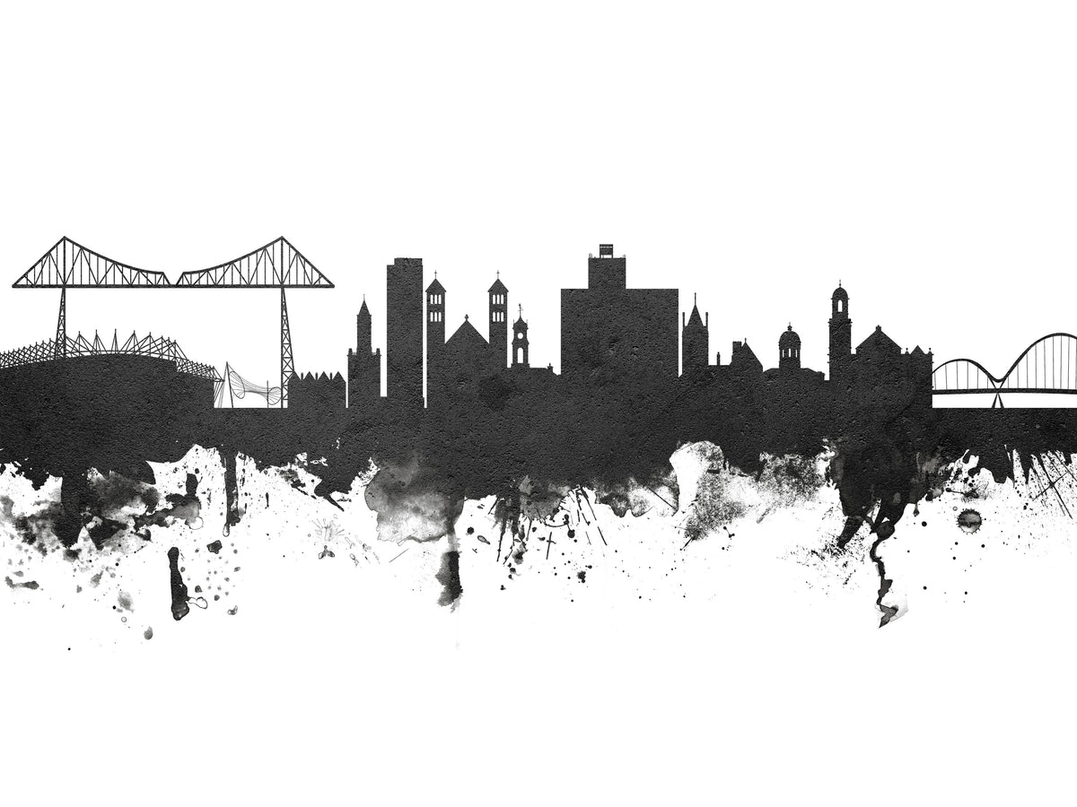 Middlesbrough England Skyline Black & White Mural Wallpaper - pure wallpaper artwork