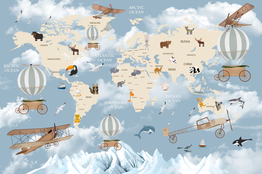 Adventure World Map Mural Wallpaper