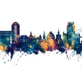 Stavanger Norway Skyline Blue & Bronze Mural Wallpaper - pure wallpaper artwork