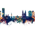 Quito Ecuador Skyline Blue & Bronze Mural Wallpaper - pure wallpaper artwork