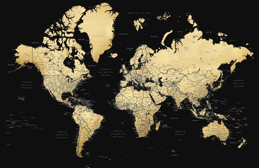 World Map Cities - Eleni Mural Wallpaper