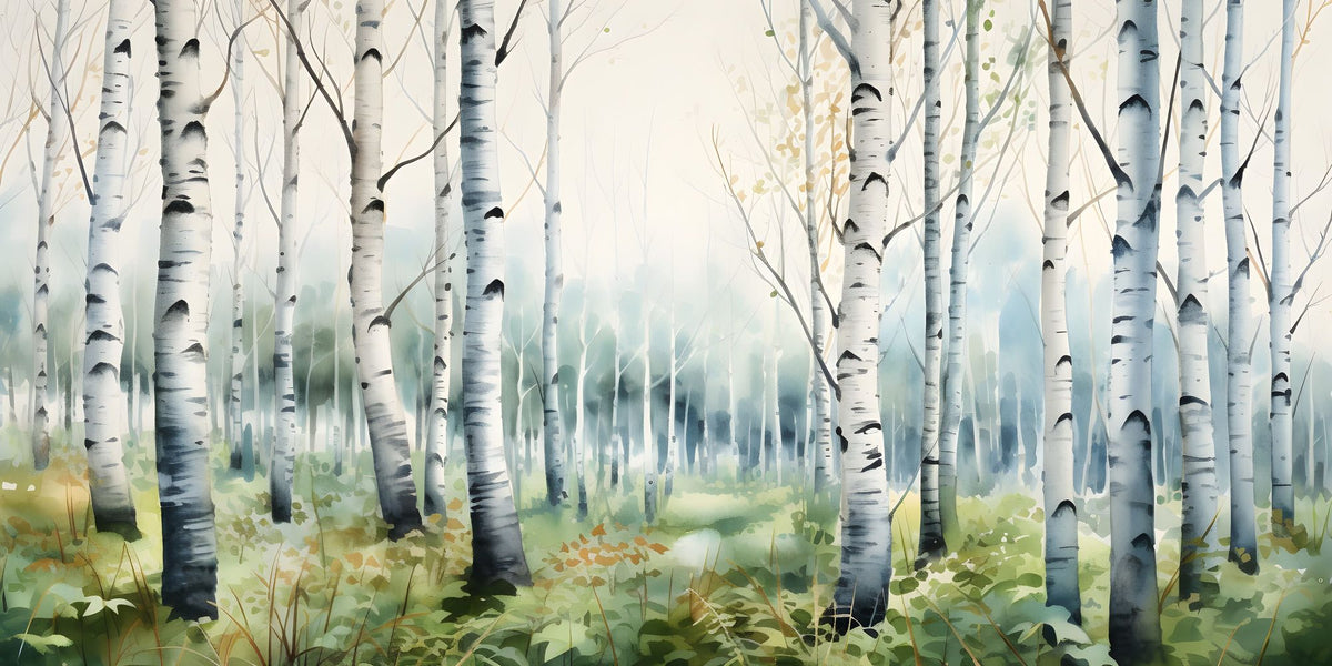 Summer Birch Mural Wallpaper - Neutral Tone - pure wallpaper artwork