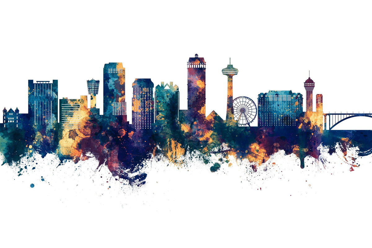 Niagara Falls Skyline Blue & Bronze Mural Wallpaper - pure wallpaper artwork