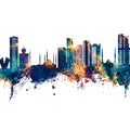 Fujairah Skyline Blue & Bronze Mural Wallpaper - pure wallpaper artwork