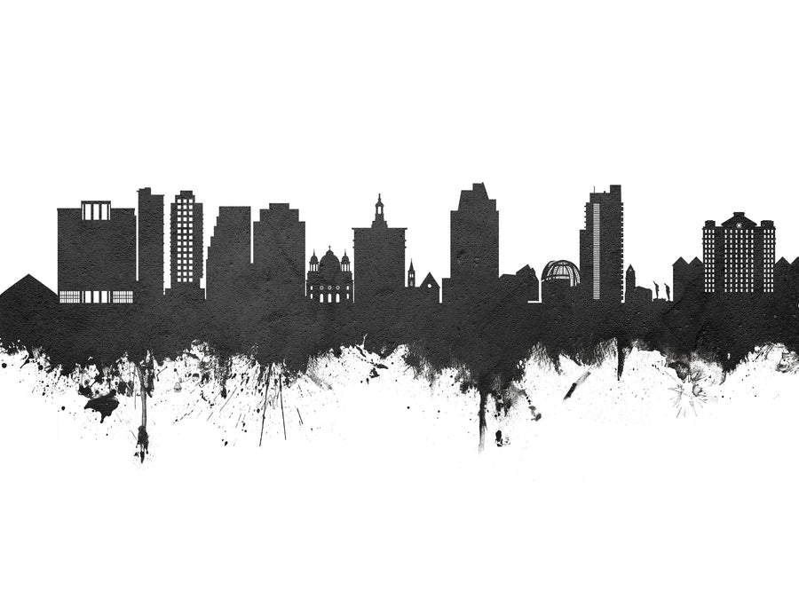 San Jose California Skyline Black & White Mural Wallpaper