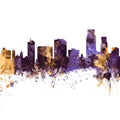 Corpus Christi Texas Skyline Purple & Gold Mural Wallpaper - pure wallpaper artwork