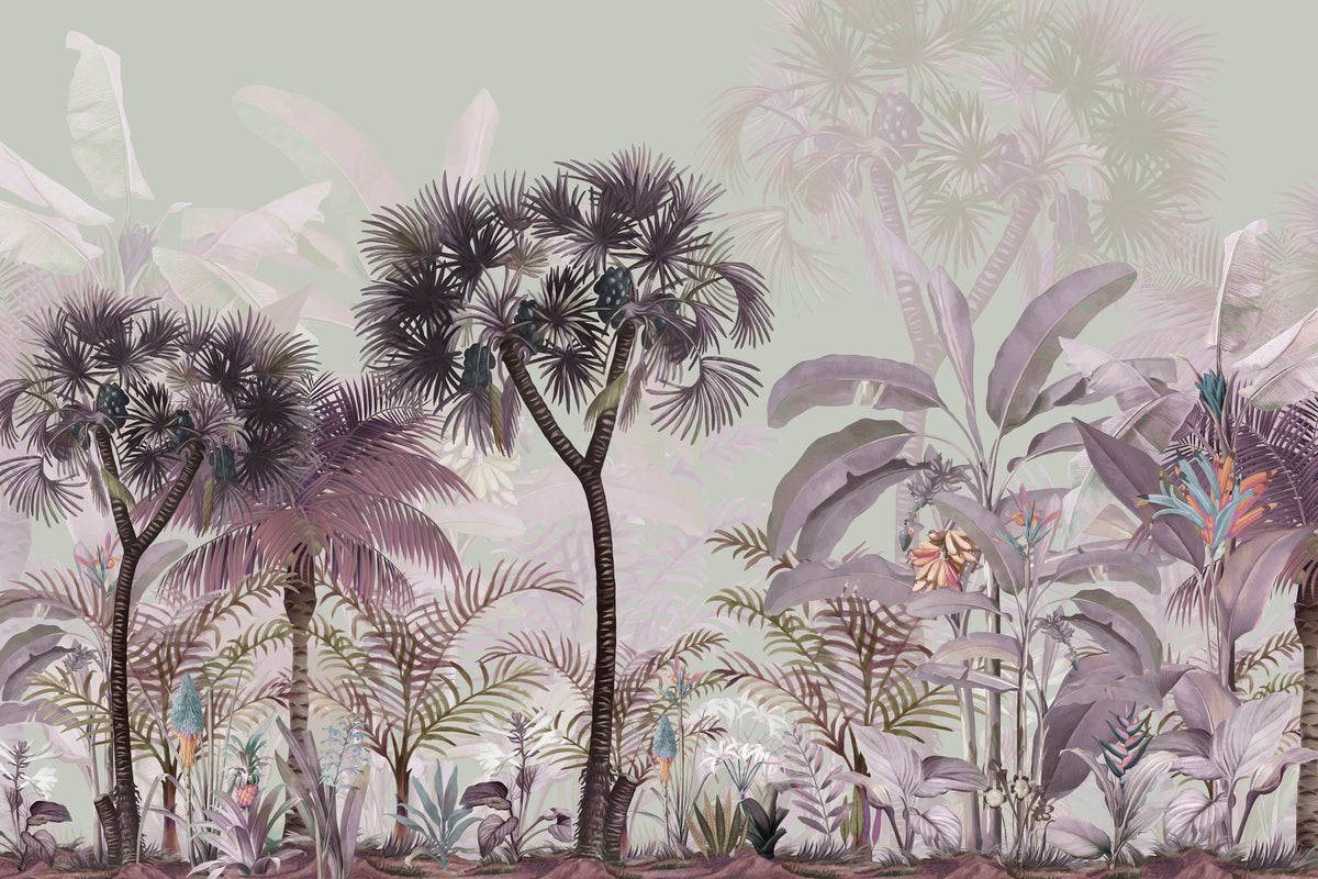 Tropical Forest Strolls Greenlight Mural Wallpaper - pure wallpaper artwork