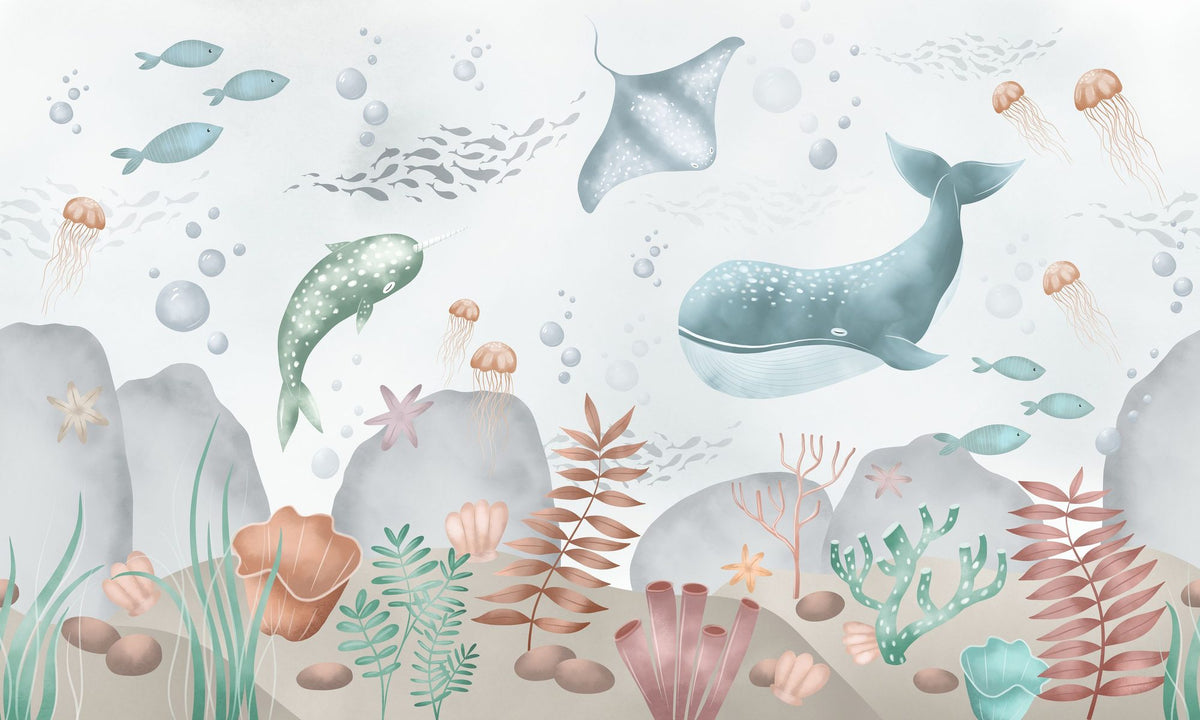 Ocean Paradise, Seafoam Mural Wallpaper - pure wallpaper artwork