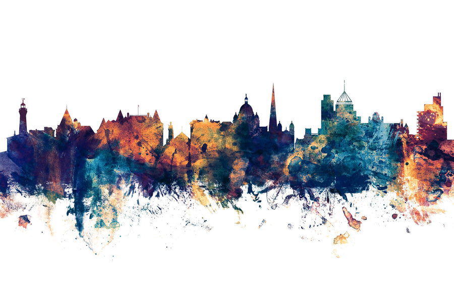 Victoria Canada Skyline Blue & Bronze Mural Wallpaper