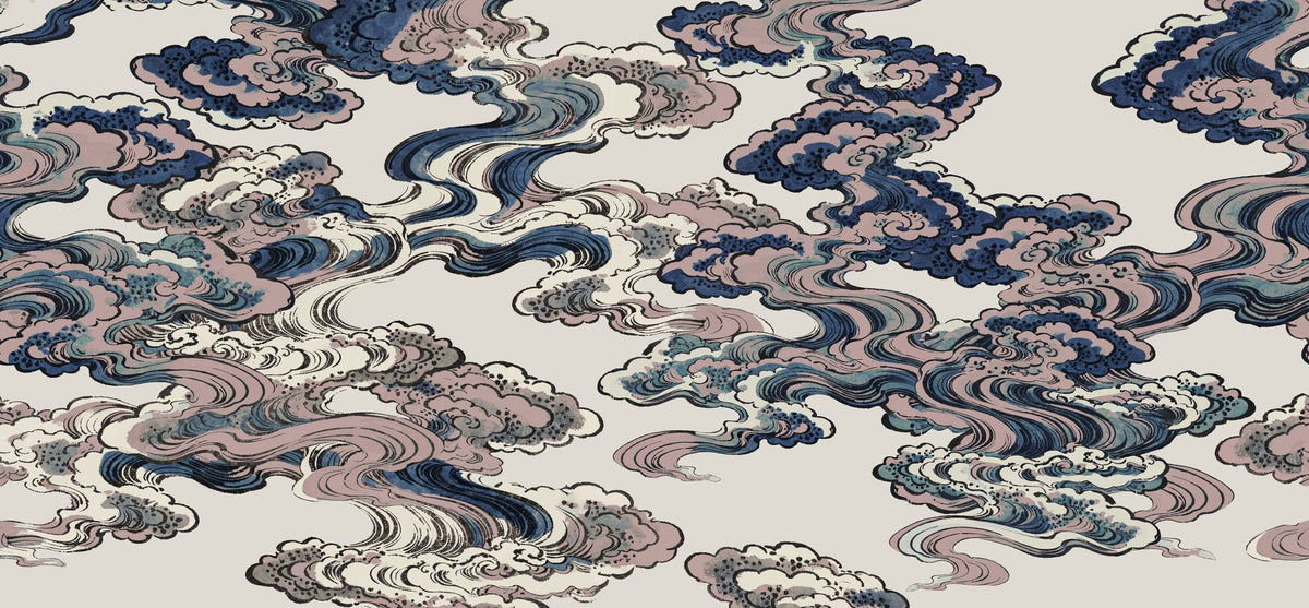 Ukiyo-e Clouds, Soft Pink Mural Wallpaper - pure wallpaper artwork