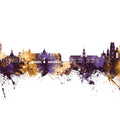 Rennes France Skyline Purple & Gold Mural Wallpaper - pure wallpaper artwork