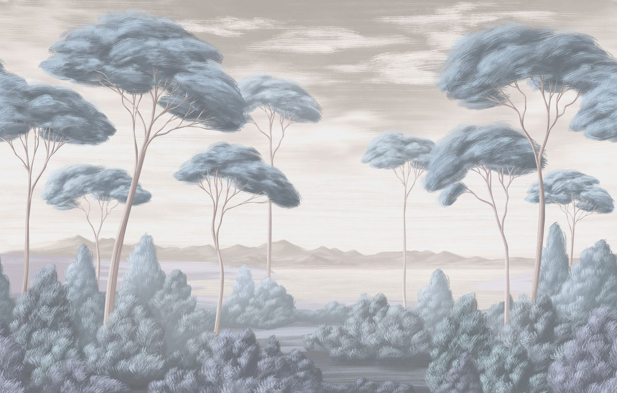Verdant Horizon, Glacier Blue Mural Wallpaper - pure wallpaper artwork
