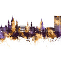 Mainz Germany Skyline Purple & Gold Mural Wallpaper - pure wallpaper artwork