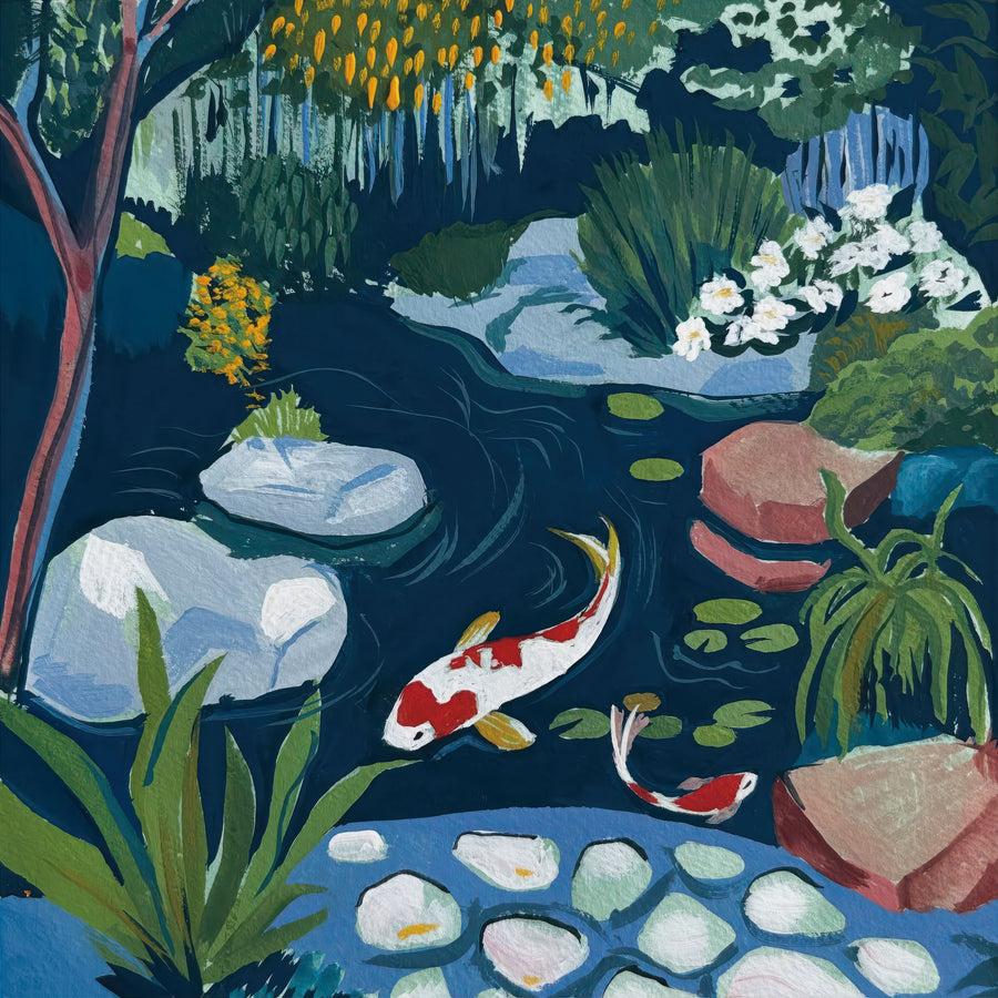 Koi in the Garden Mural Wallpaper