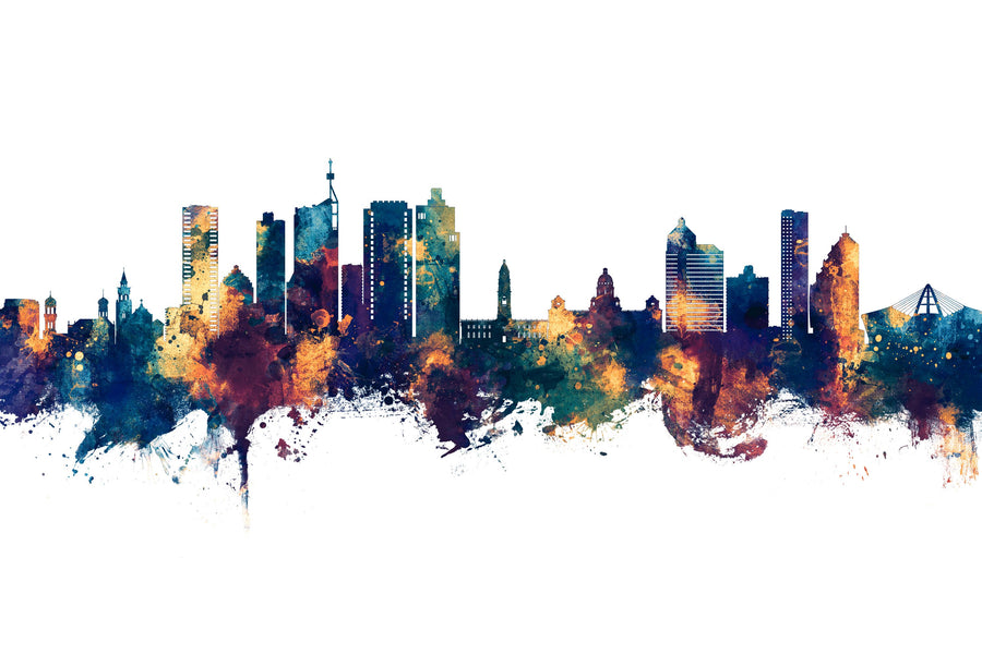 Durban South Africa Skyline Blue & Bronze Mural Wallpaper