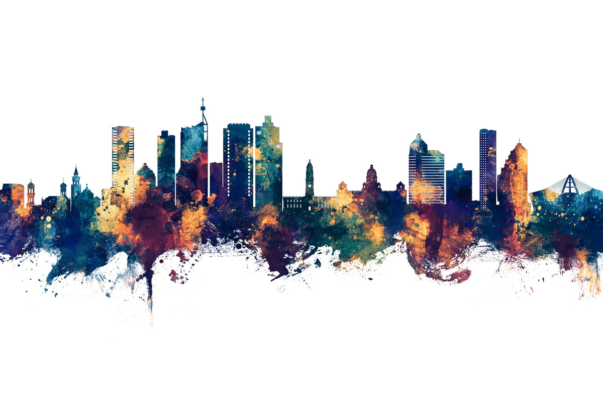 Durban South Africa Skyline Blue & Bronze Mural Wallpaper - pure wallpaper artwork