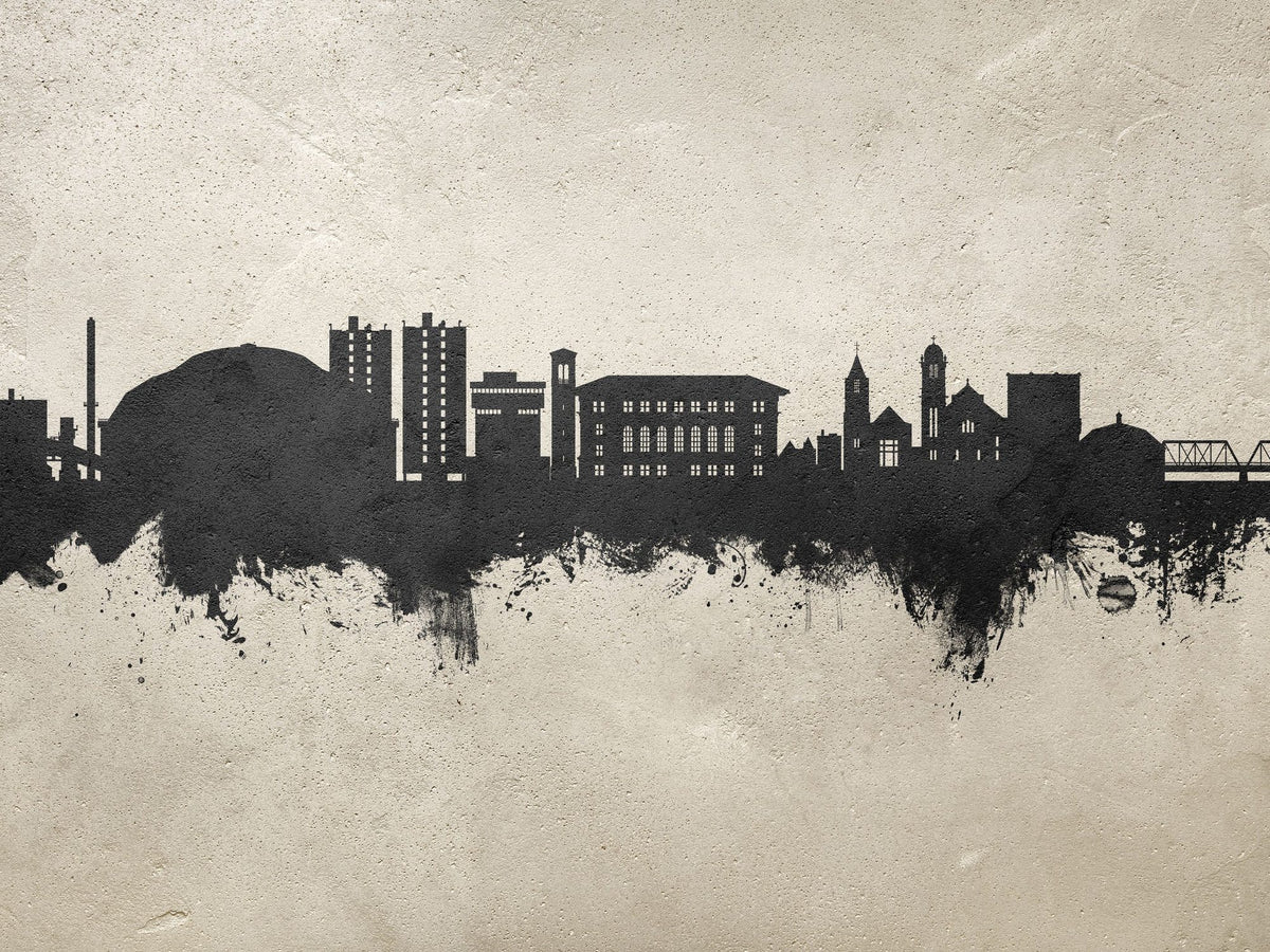 Cedar Falls Iowa Skyline Concrete Mural Wallpaper - pure wallpaper artwork