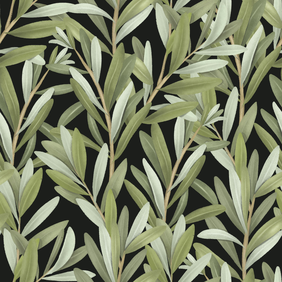 Olive Branch Mural Wallpaper - Warm Tone