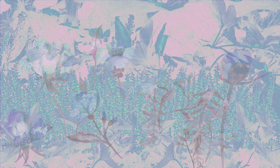 Meadow Memories, Washed Periwinkle Mural Wallpaper