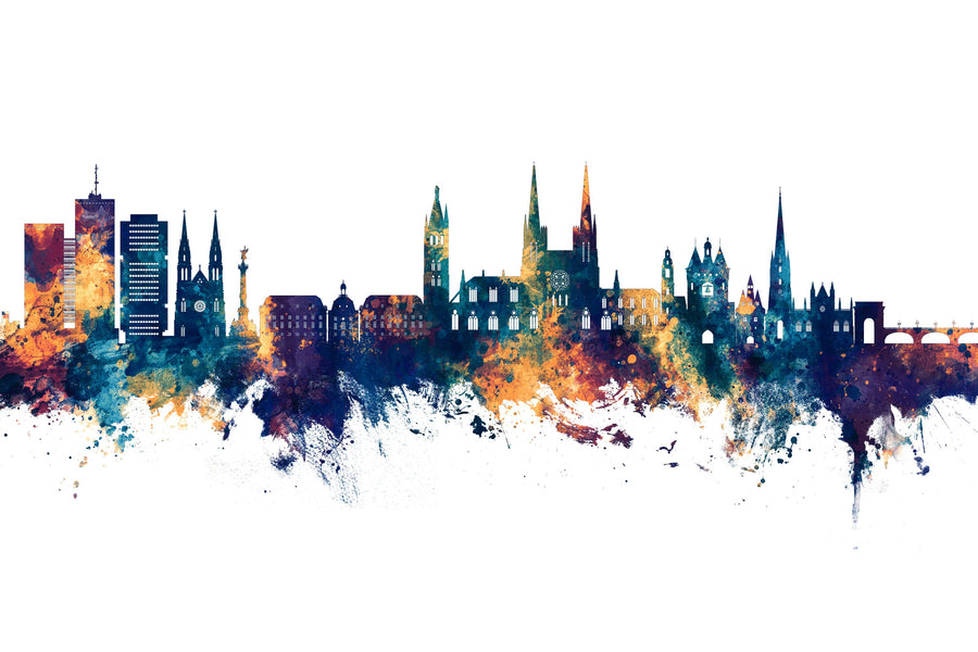 Bordeaux France Skyline Blue & Bronze Mural Wallpaper