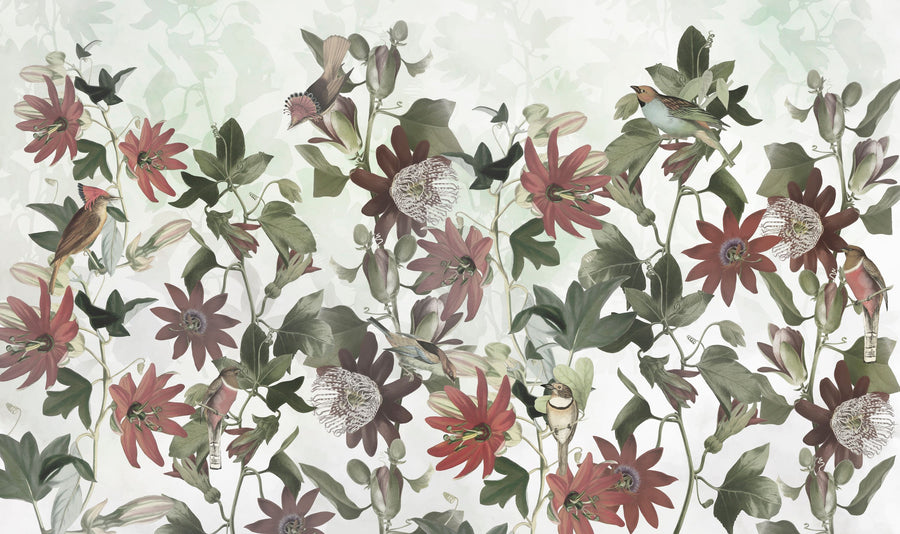 Seven Birds Mural Wallpaper - Neutral Tone