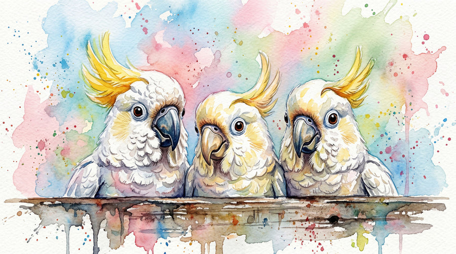 Cockatoos - Cute Baby Animals Series Mural Wallpaper