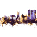 Scunthorpe England Skyline Purple & Gold Mural Wallpaper - pure wallpaper artwork