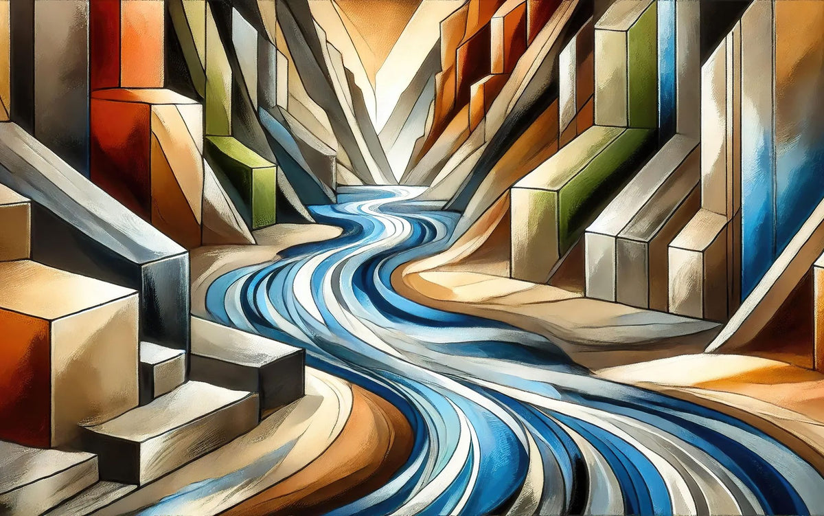 River Art Deco Mural Wallpaper - pure wallpaper artwork