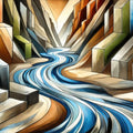 River Art Deco Mural Wallpaper - pure wallpaper artwork
