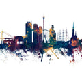 Gothenburg Skyline Blue & Bronze Mural Wallpaper - pure wallpaper artwork