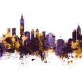 Taipei Taiwan Skyline Purple & Gold Mural Wallpaper - pure wallpaper artwork
