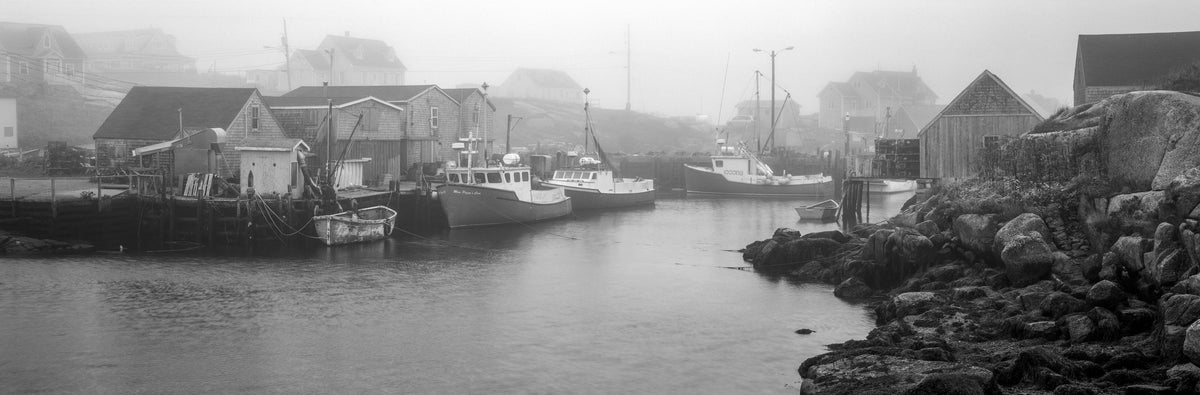 Foggy Fishing BW Mural Wallpaper - pure wallpaper artwork