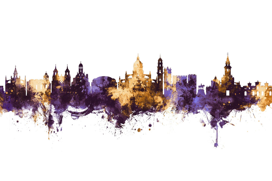 Jerez Spain Skyline Purple & Gold Mural Wallpaper