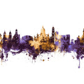 Jerez Spain Skyline Purple & Gold Mural Wallpaper - pure wallpaper artwork