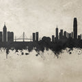 Hong Kong Skyline Concrete Mural Wallpaper - pure wallpaper artwork