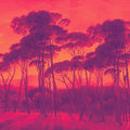 Mediterranean Pine Landscape, Sunset Mural Wallpaper - pure wallpaper artwork