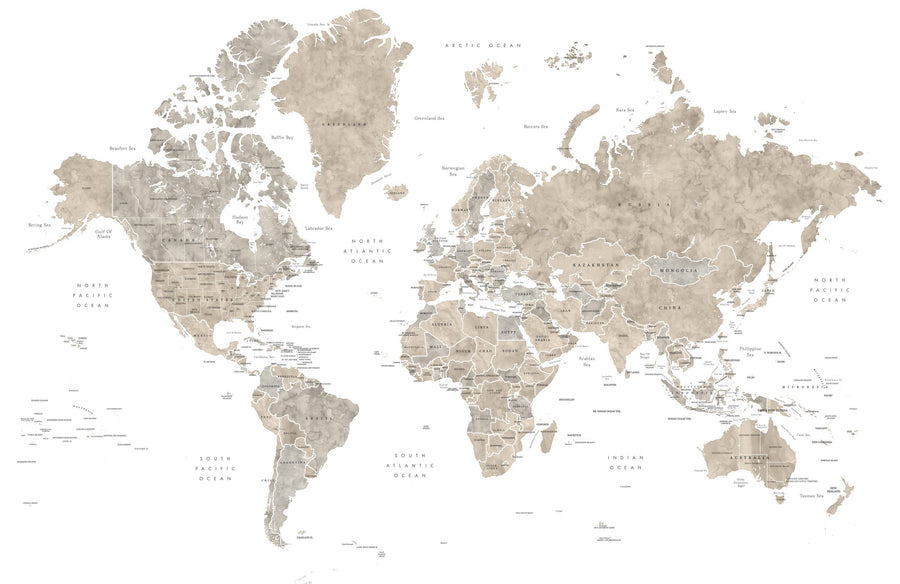 World Map - Abey Mural Wallpaper