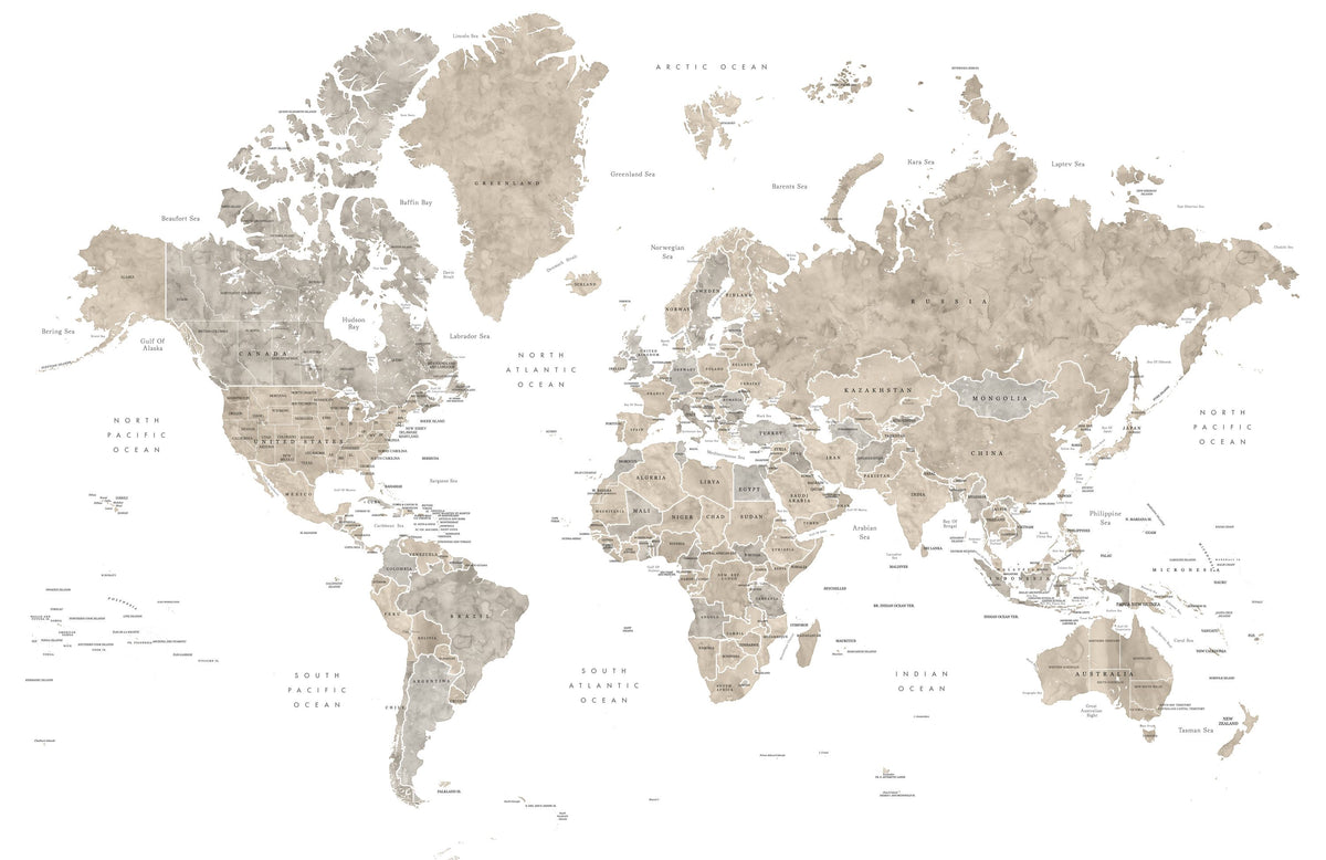 World Map - Abey Mural Wallpaper - pure wallpaper artwork