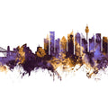 Sydney Australia Skyline Purple & Gold Mural Wallpaper - pure wallpaper artwork