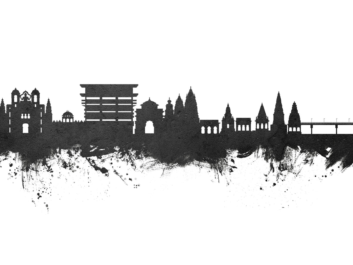 Pandharpur India Skyline Black & White Mural Wallpaper - pure wallpaper artwork
