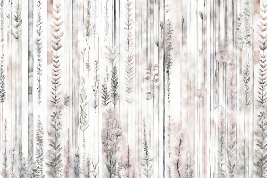 Botanical Wall Brown Mural Wallpaper