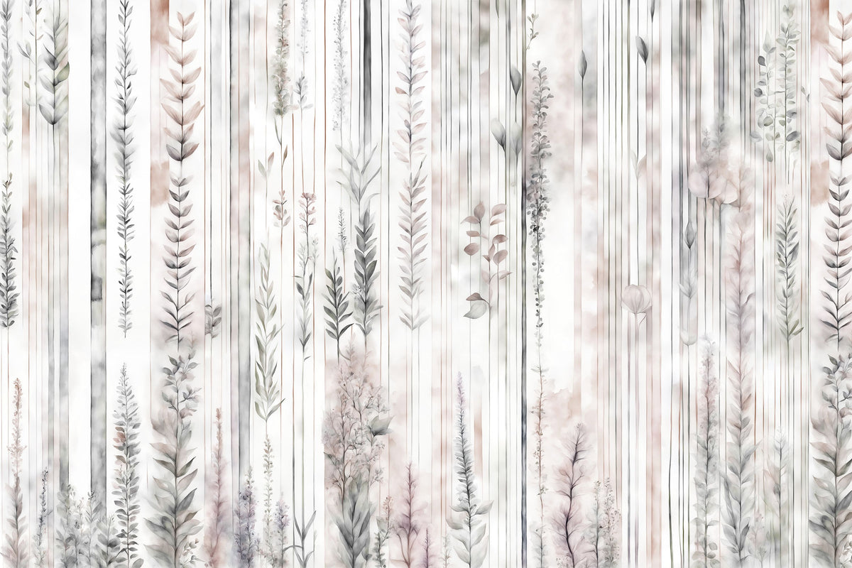 Botanical Wall Brown Mural Wallpaper - pure wallpaper artwork