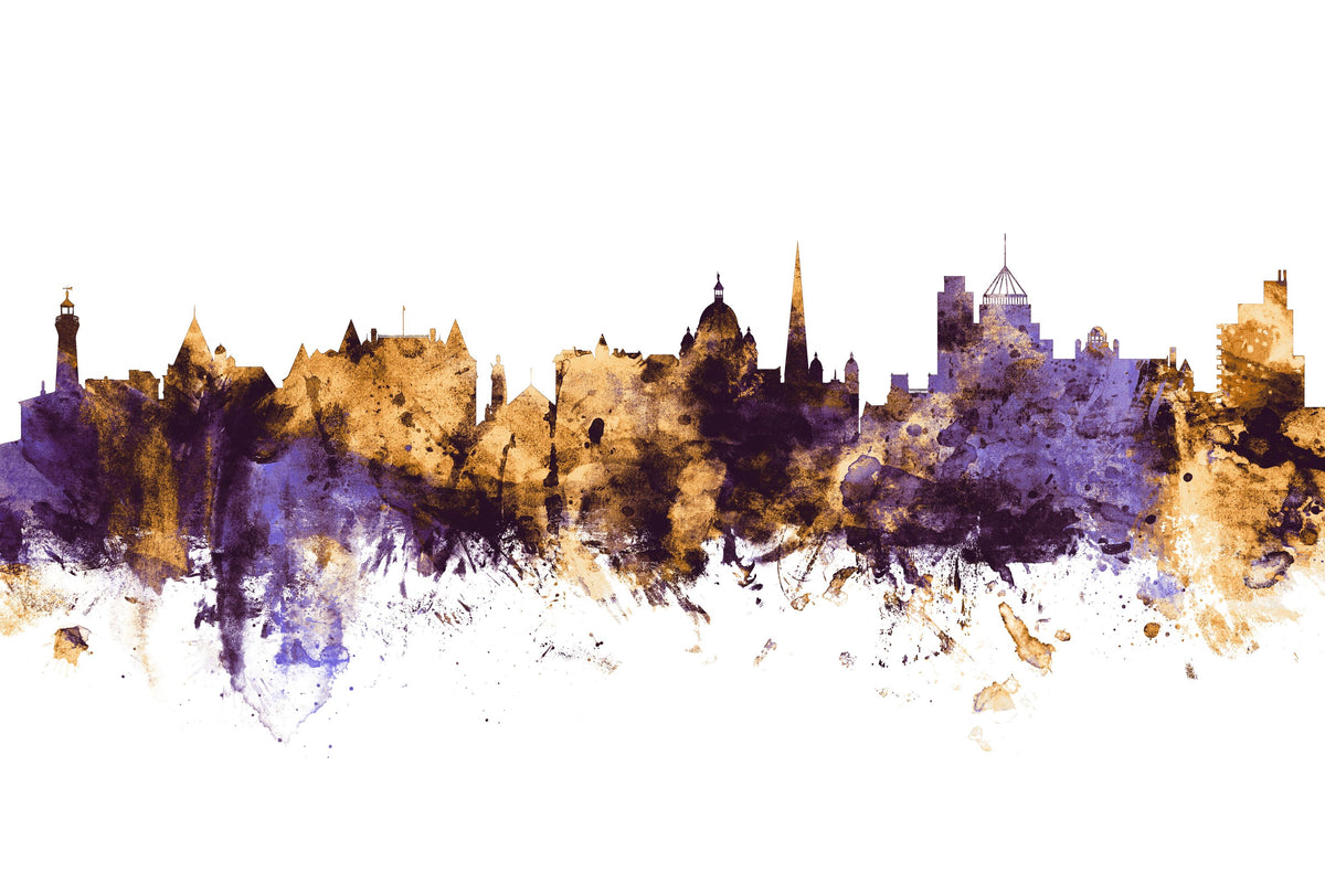 Victoria Canada Skyline Purple & Gold Mural Wallpaper - pure wallpaper artwork