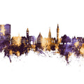 Lille France Skyline Purple & Gold Mural Wallpaper - pure wallpaper artwork