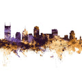 Nashville Tennessee Skyline Purple & Gold Mural Wallpaper - pure wallpaper artwork