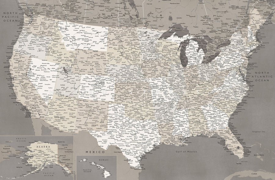 US Map Detailed - Earth Mural Wallpaper