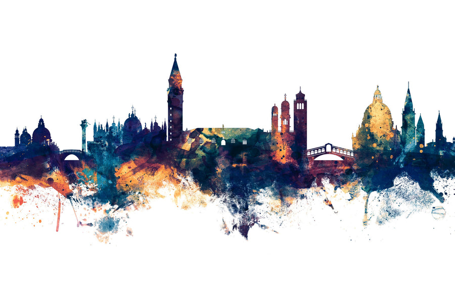 Venice Itay Skyline Blue & Bronze Mural Wallpaper